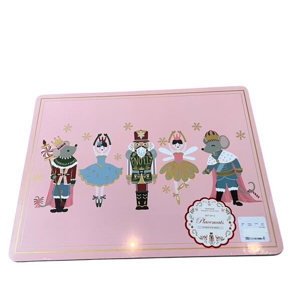 Envogue Pink NUTCRACKER Cork Backed  Christmas Placemats 12x16 Holiday New - Picture 8 of 10